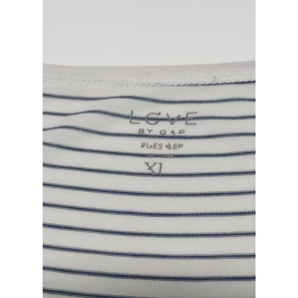 VTG LOVE Gap Shirt Tank Top Size XL Tee Sleeveless Gray Navy Stripe Modal Lounge - Picture 3 of 13